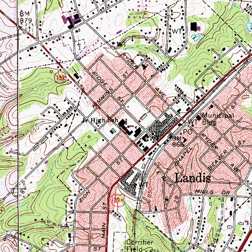 Topographic Map of Corriher Lipe Junior High School, NC
