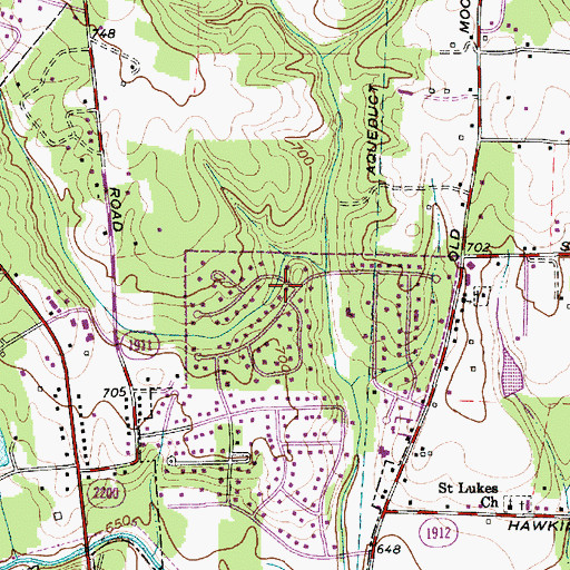 Topographic Map of Country Club Hills, NC
