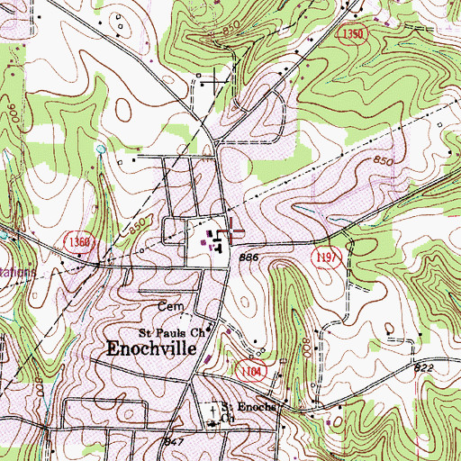 Topographic Map of Enochville Elementary School, NC