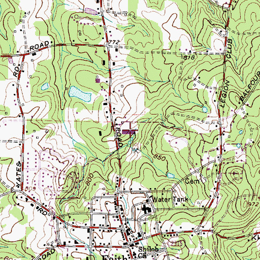 Topographic Map of Faith Elementary School, NC
