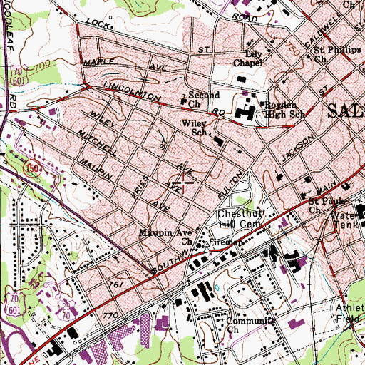 Topographic Map of Fulton Heights, NC