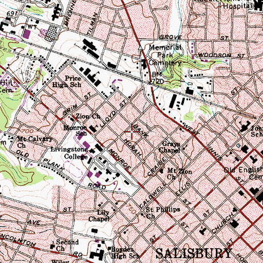 Topographic Map of Grimes Mill, NC
