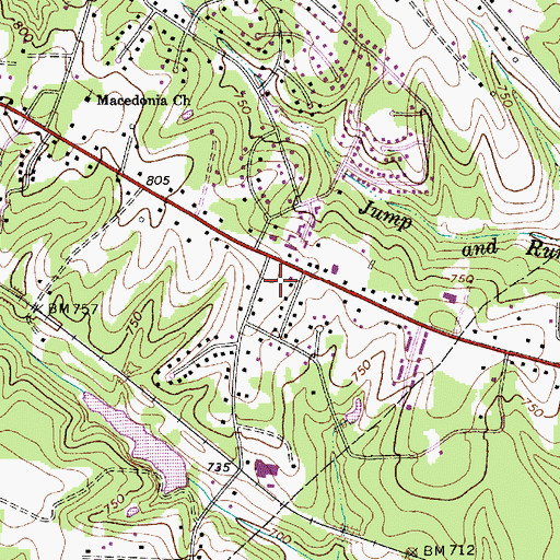 Topographic Map of Hendrick Estates, NC