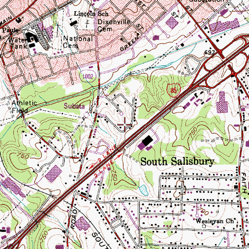 Topographic Map of Jaycee Optimist Sports Complex, NC