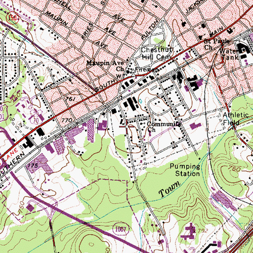 Topographic Map of Jefferson Heights, NC