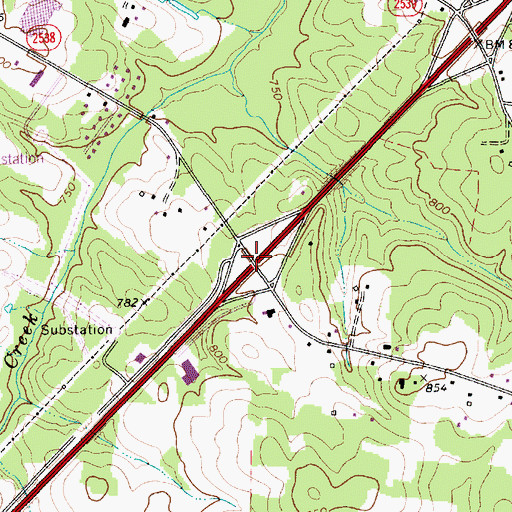 Topographic Map of Lock (historical), NC