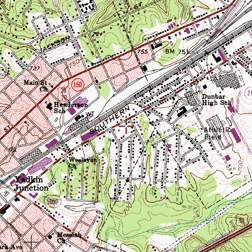 Topographic Map of Long Street Park, NC