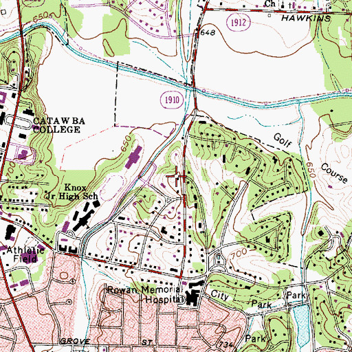 Topographic Map of Mahaley Park, NC
