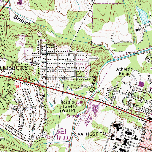 Topographic Map of Meadowbrook, NC