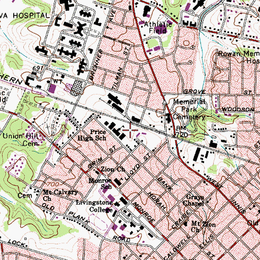 Topographic Map of Miller Park, NC