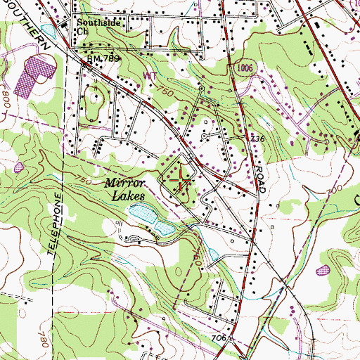 Topographic Map of Mirror Park, NC