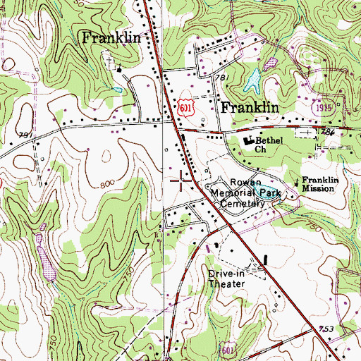 Topographic Map of Mocksville, NC