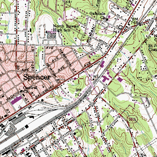 Topographic Map of Newton Heights, NC