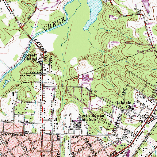Topographic Map of North Rowan Primary School, NC