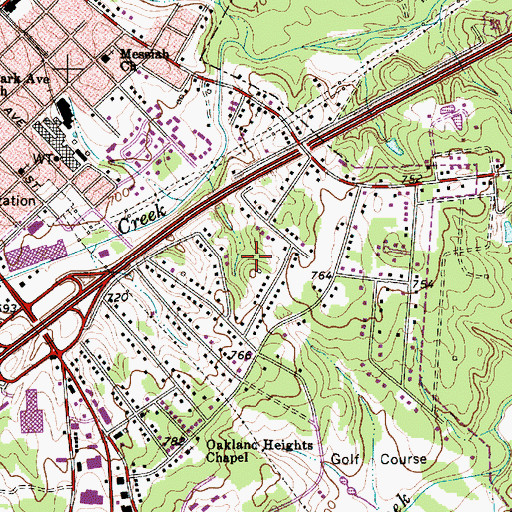 Topographic Map of Oakland, NC