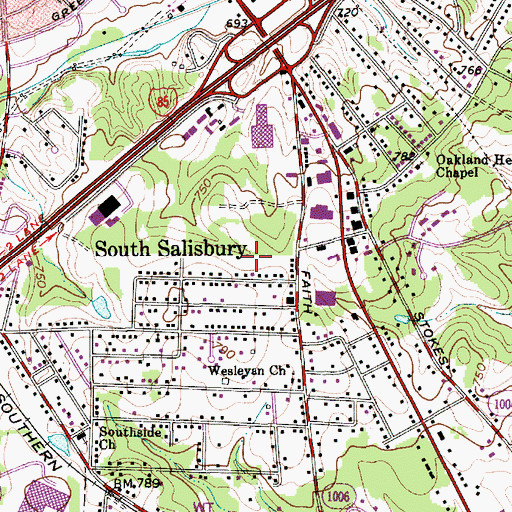 Topographic Map of Oak Ridge, NC