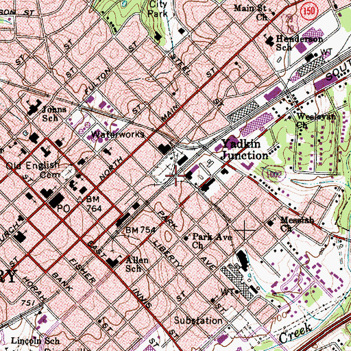 Topographic Map of Old Lutheran Cemetery, NC