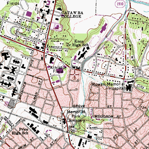 Topographic Map of Park View Heights, NC