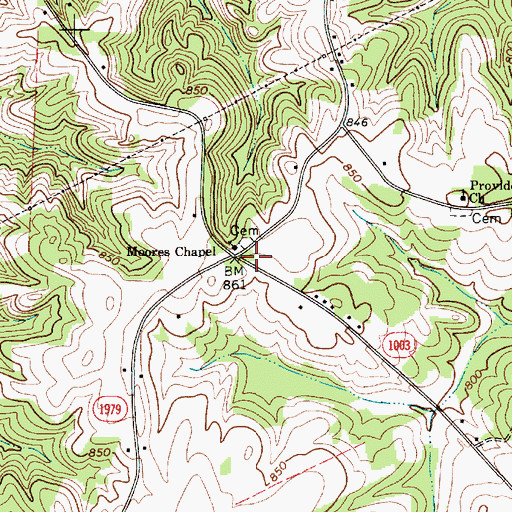 Topographic Map of Pittsburg, NC