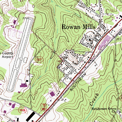 Topographic Map of Red Acres, NC
