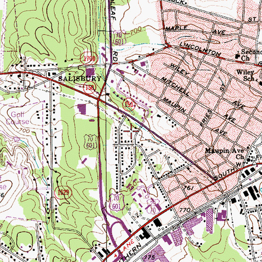 Topographic Map of Ridgewood, NC