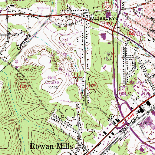 Topographic Map of Rolling Hills Golf Course, NC