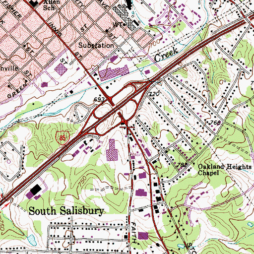 Topographic Map of Rowan Mall, NC