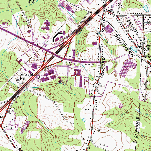 Topographic Map of Rowan Technical College, NC
