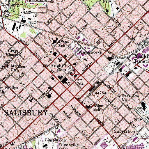 Topographic Map of Saint Lukes Episcopal Church, NC
