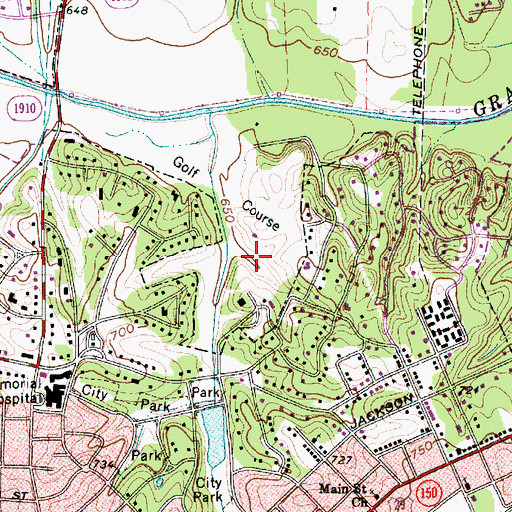 Topographic Map of Salisbury Country Club, NC
