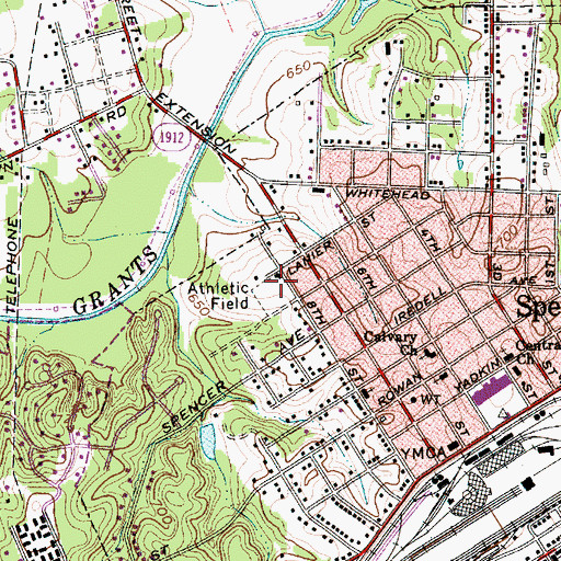 Topographic Map of Spencer Park, NC
