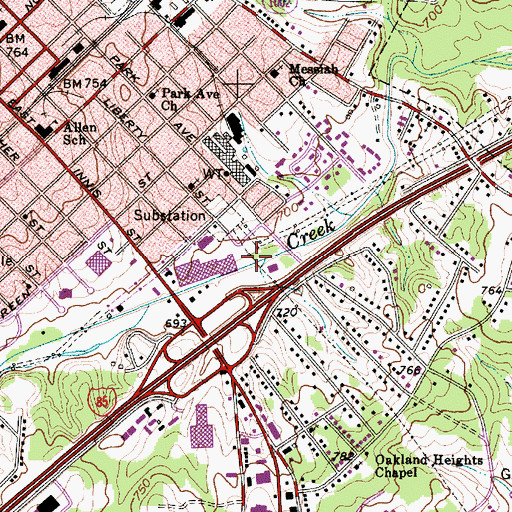 Topographic Map of Towne Mall, NC
