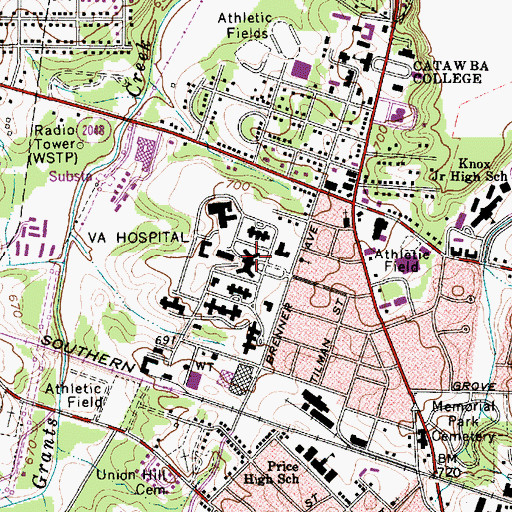 Topographic Map of W.G. Hefner Veterans Affairs Medical Center, NC
