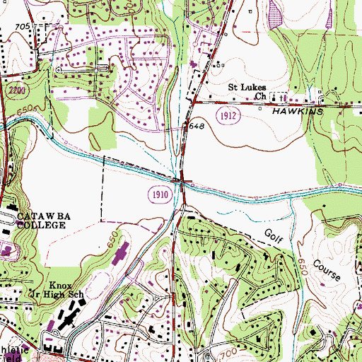 Topographic Map of Whiteheads Mill (historical), NC