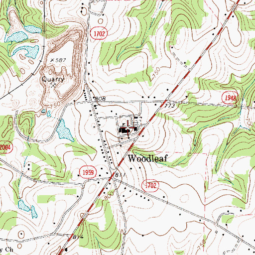 Topographic Map of Woodleaf Elementary School, NC