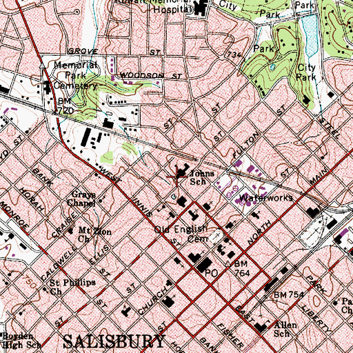 Topographic Map of YMCA, NC