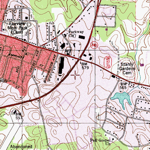 Topographic Map of Albemarle Mall, NC
