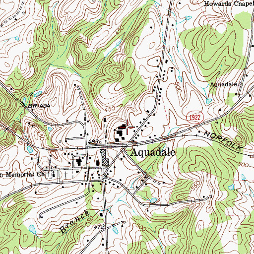 Topographic Map of Aquadale School, NC