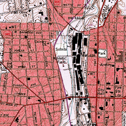 Topographic Map of Carolina Avenue Park, NC