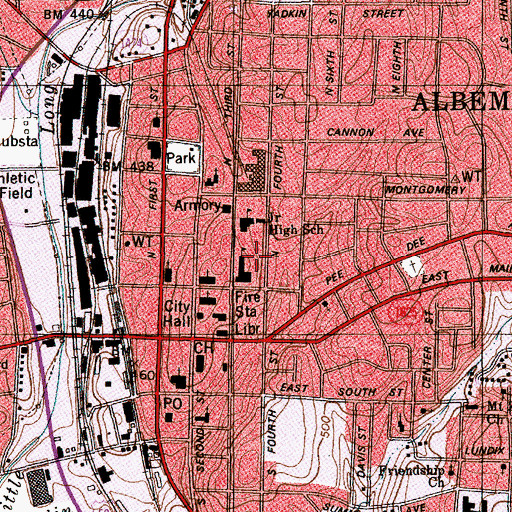 Topographic Map of Central Elementary School, NC