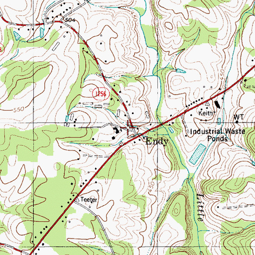 Topographic Map of Endy School, NC