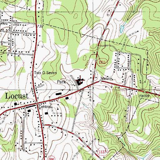 Topographic Map of Locust School, NC