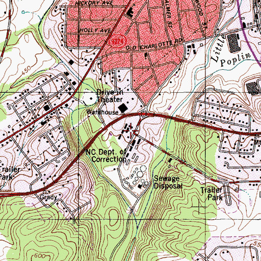 Topographic Map of North Carolina Department of Correction Prison, NC