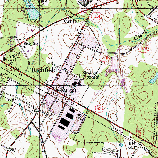 Topographic Map of Richfield School, NC