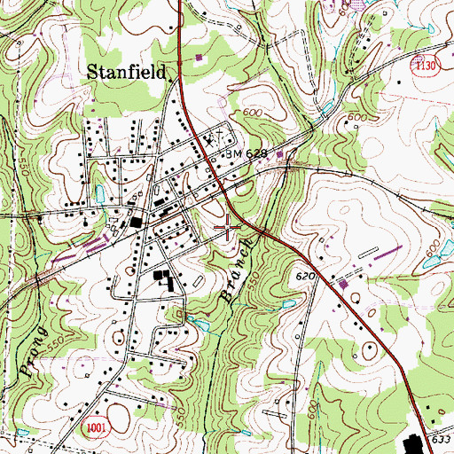 Topographic Map of Stanfield School, NC