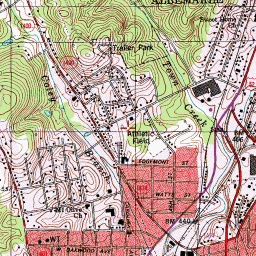 Topographic Map of Wiscasset Ball Park, NC