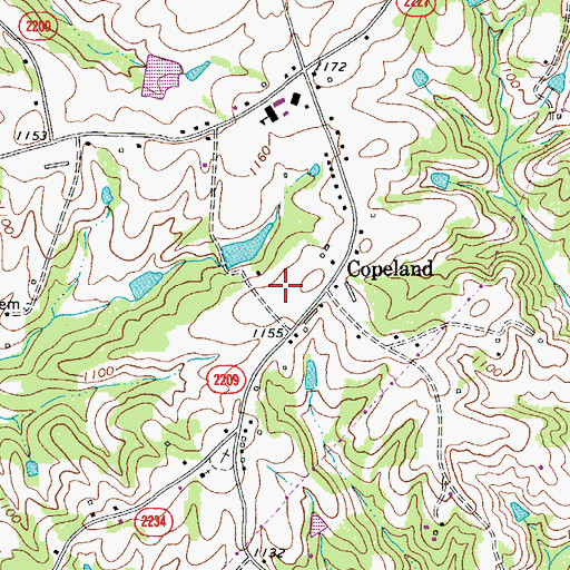 Topographic Map of Copeland Elementary School, NC