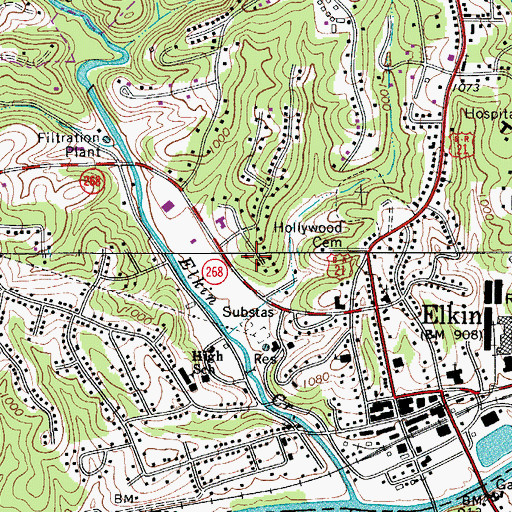 Topographic Map of Elkin City Park, NC