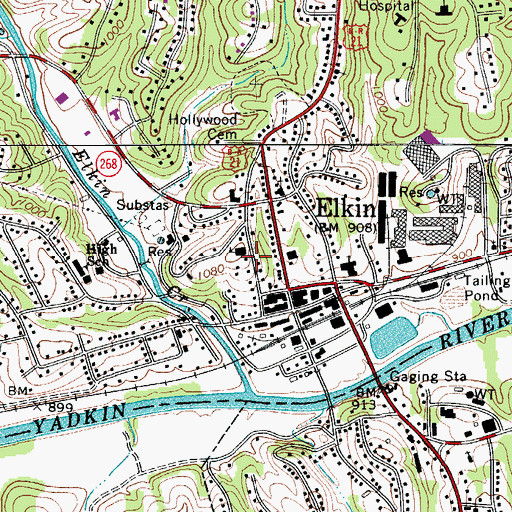 Topographic Map of Elkin Elementary School, NC