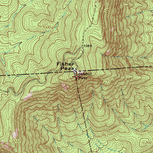 Topographic Map of Fishers Peak Historical Site, NC